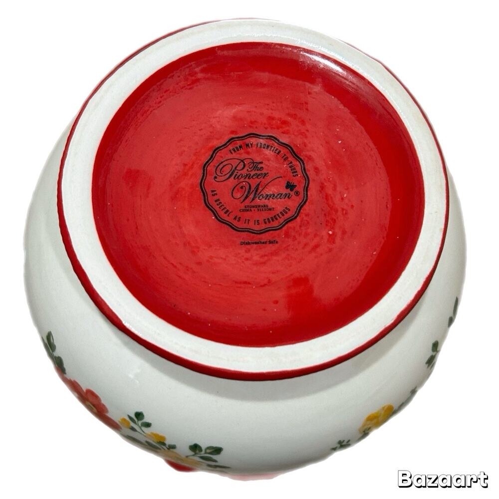 Pioneer Woman Vintage Floral Stoneware Kitchen Utensil Holder Floral Preowned - Picture 6 of 6